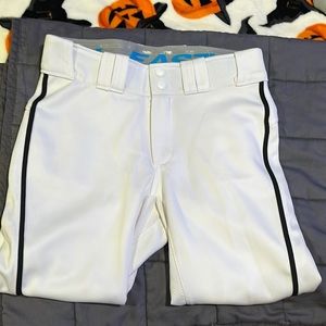 white with black piping softball pants